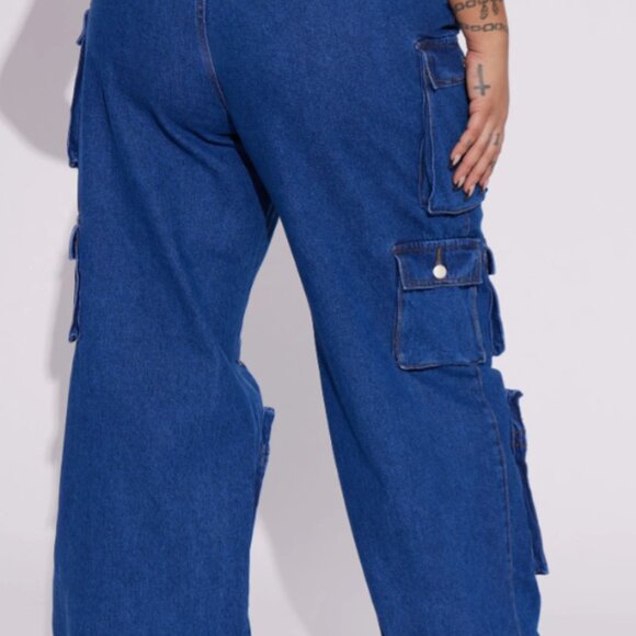 Fashion Nova High Rise Cargo Denim Jeans Plus Size 15 - Picture 3 of 3